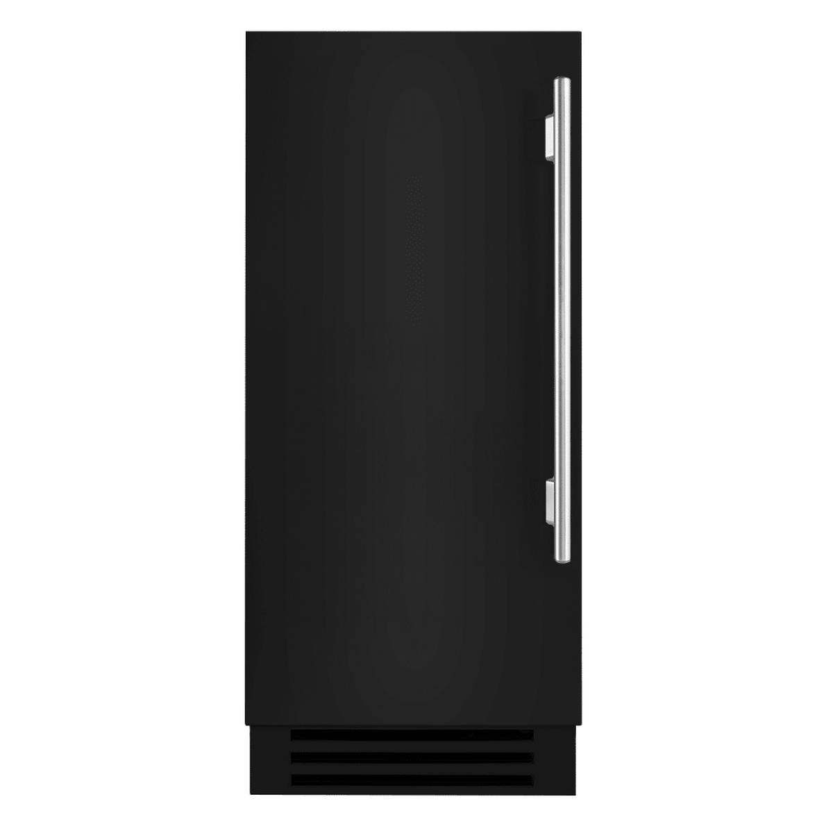 True Residential clear ice machine front view with alternate hinge side in black finish