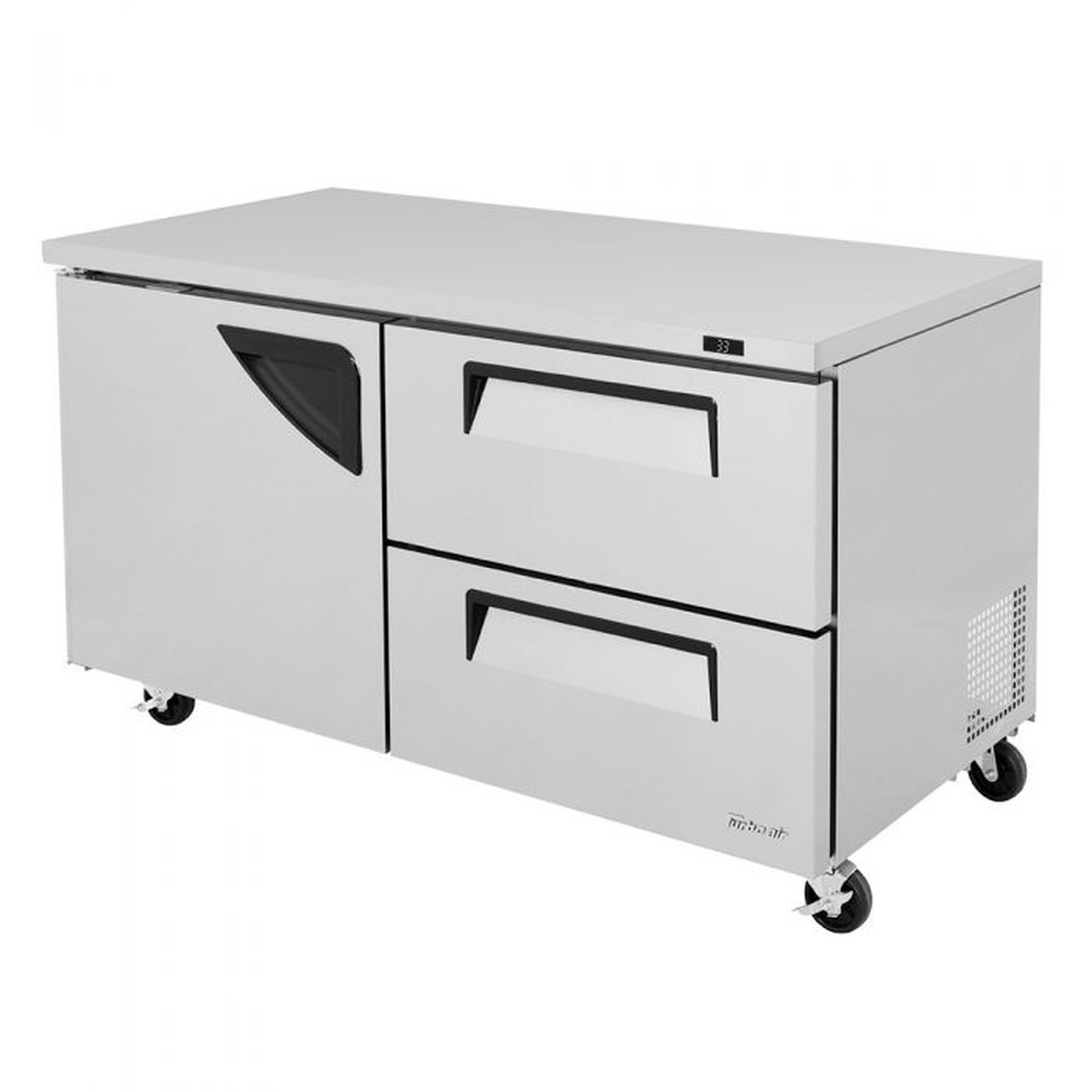 Turbo Air TUR-60SD-D2-N undercounter refrigerator with two drawers and one swing door