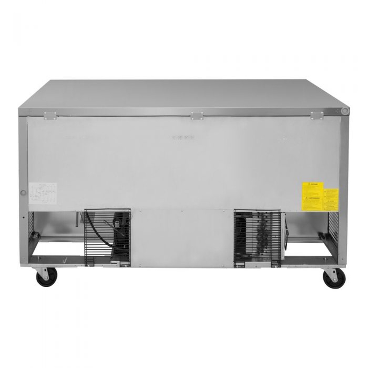 Rear view of Turbo Air TUR-60SD-D4-N undercounter refrigerator showing ventilation and condenser area