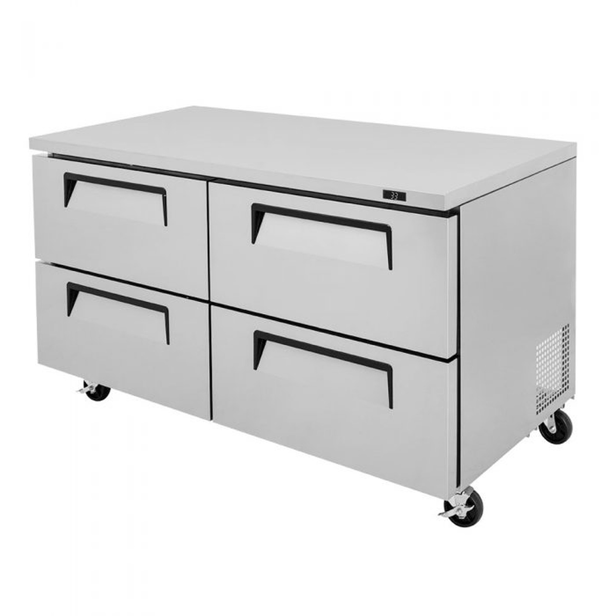 Turbo Air TUR-60SD-D4-N undercounter refrigerator with four drawers on casters
