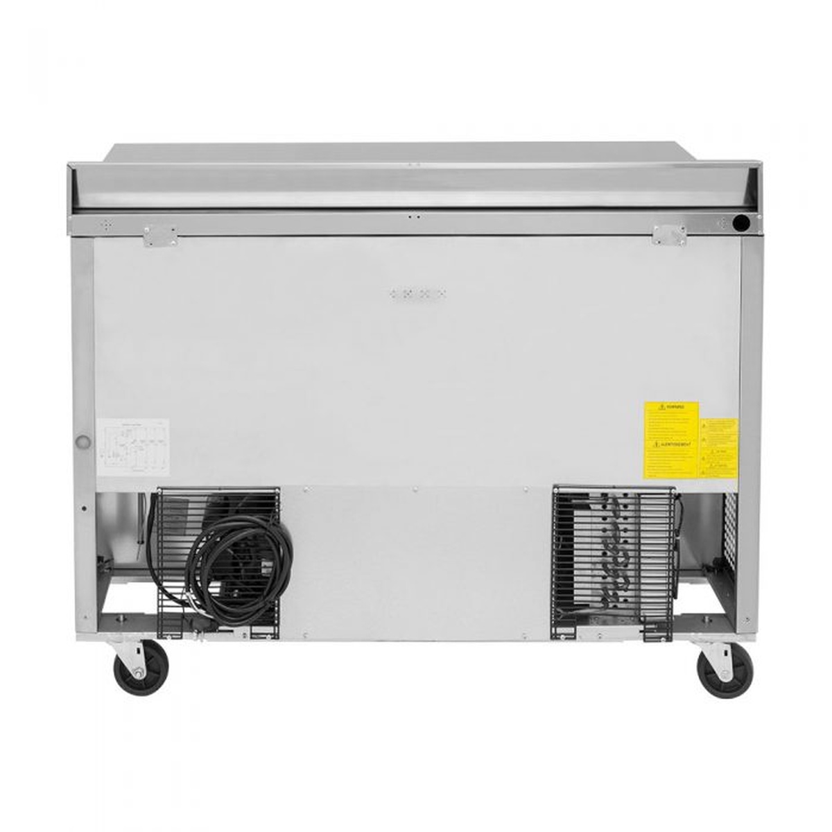 Turbo Air TWR-48SD-D2-N rear view showing self-contained compressor and condenser components