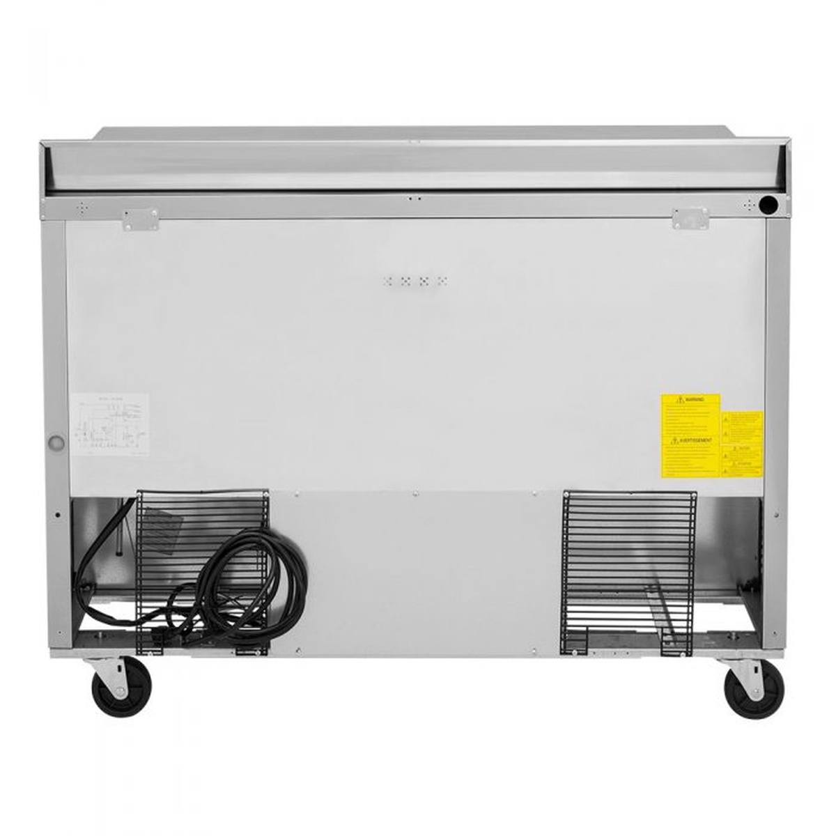 Turbo Air TWR-48SD-N worktop refrigerator rear view showing ventilation and power cord