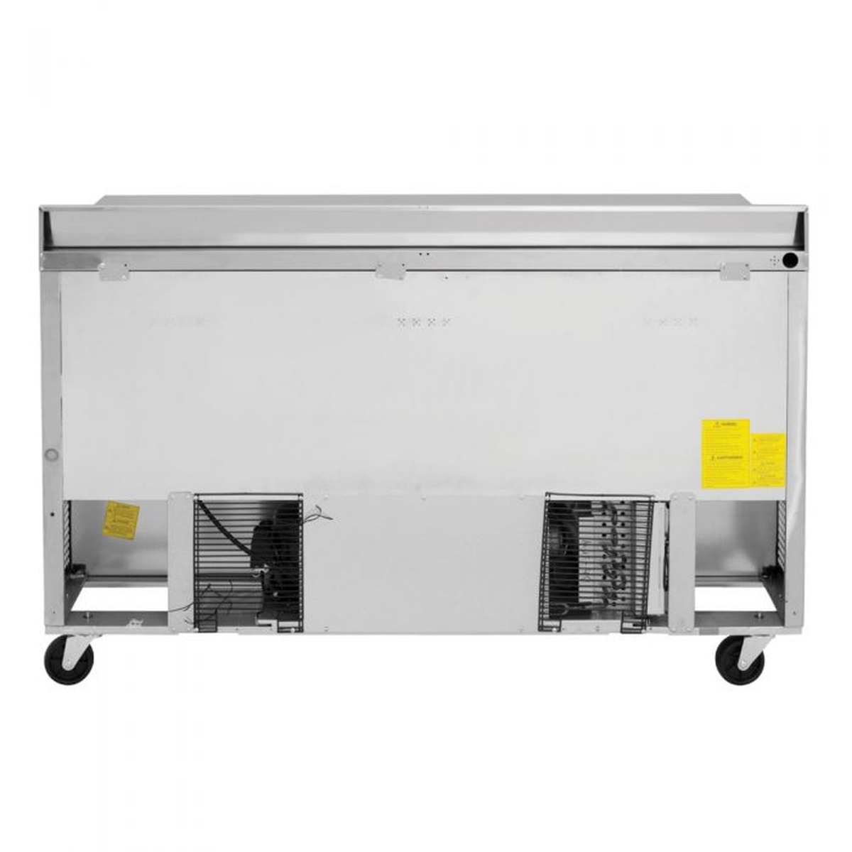 Turbo Air TWR-60SD-D4-N worktop refrigerator, rear view showing self-contained refrigeration system with dual compressor and fan assemblies