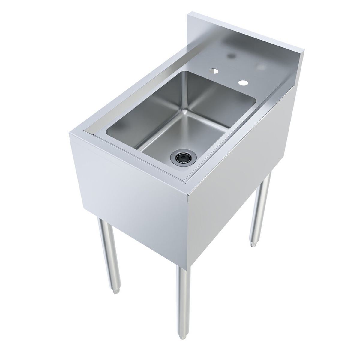 BK Resources UB4-21-1014HSS angled view from opposite side showing backsplash and stainless legs