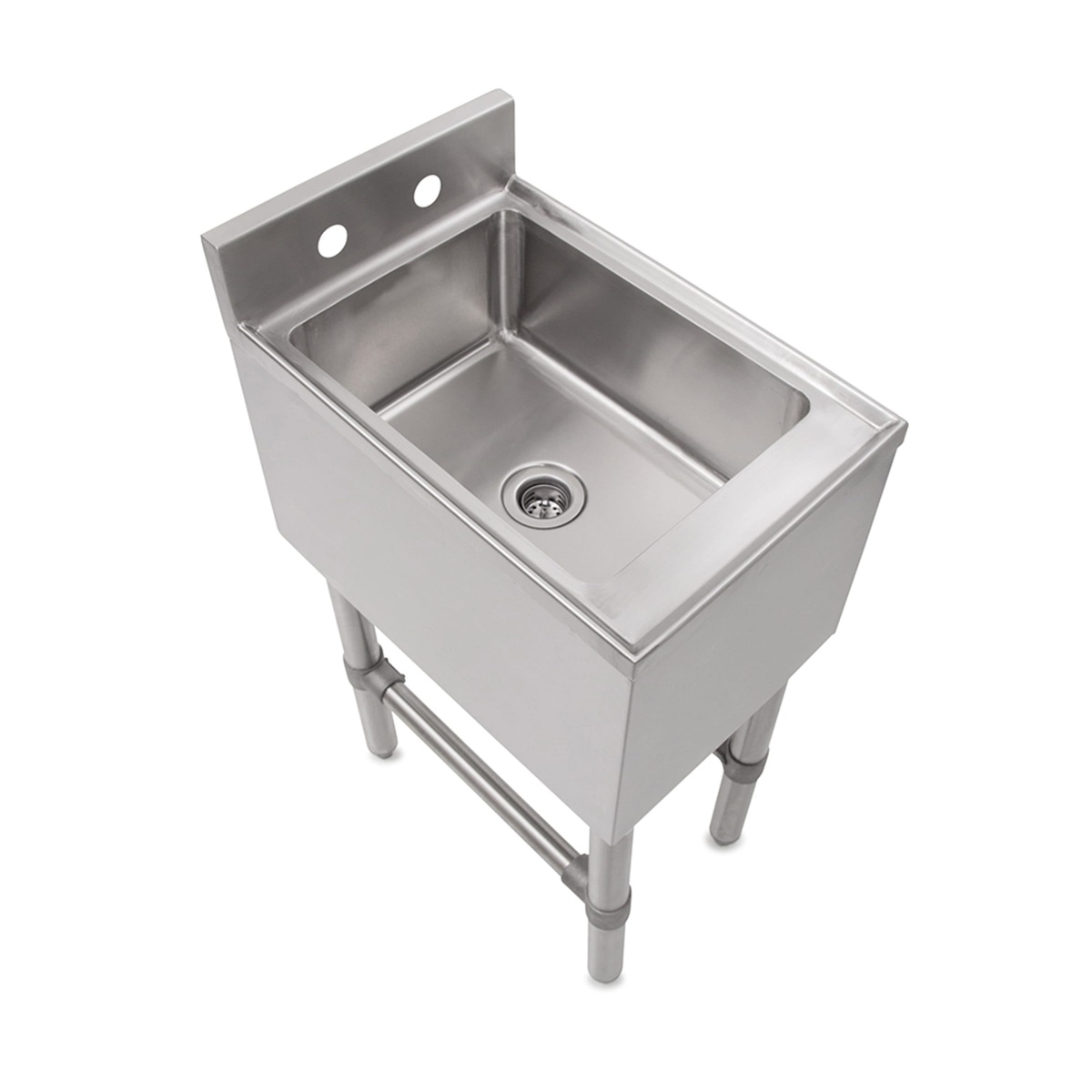John Boos UBDS-1812-X underbar dump sink top-down view showing single fabricated bowl and center drain