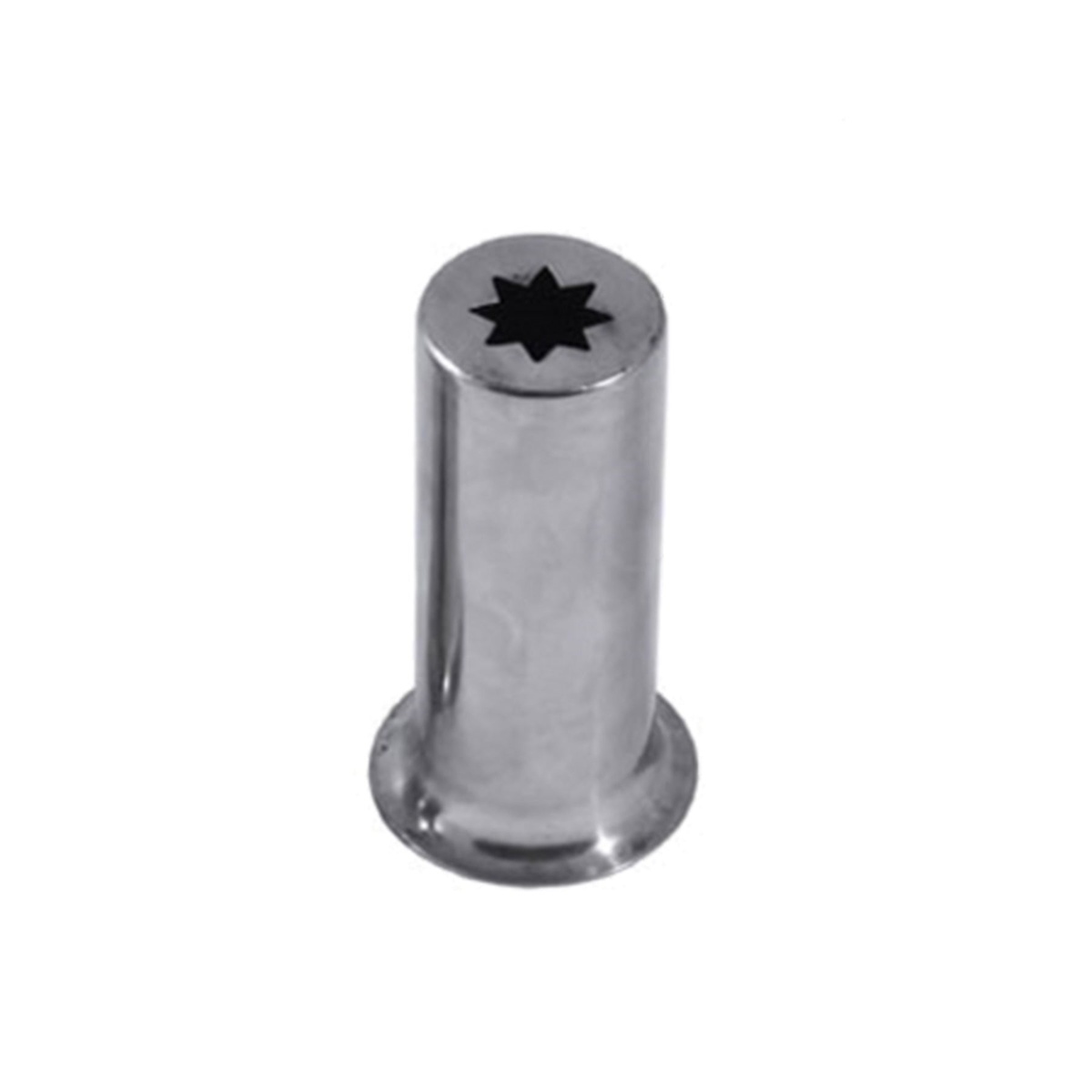 Uniworld UCM-NZ2 stainless steel churro nozzle adapter with 1-inch star opening and flanged base