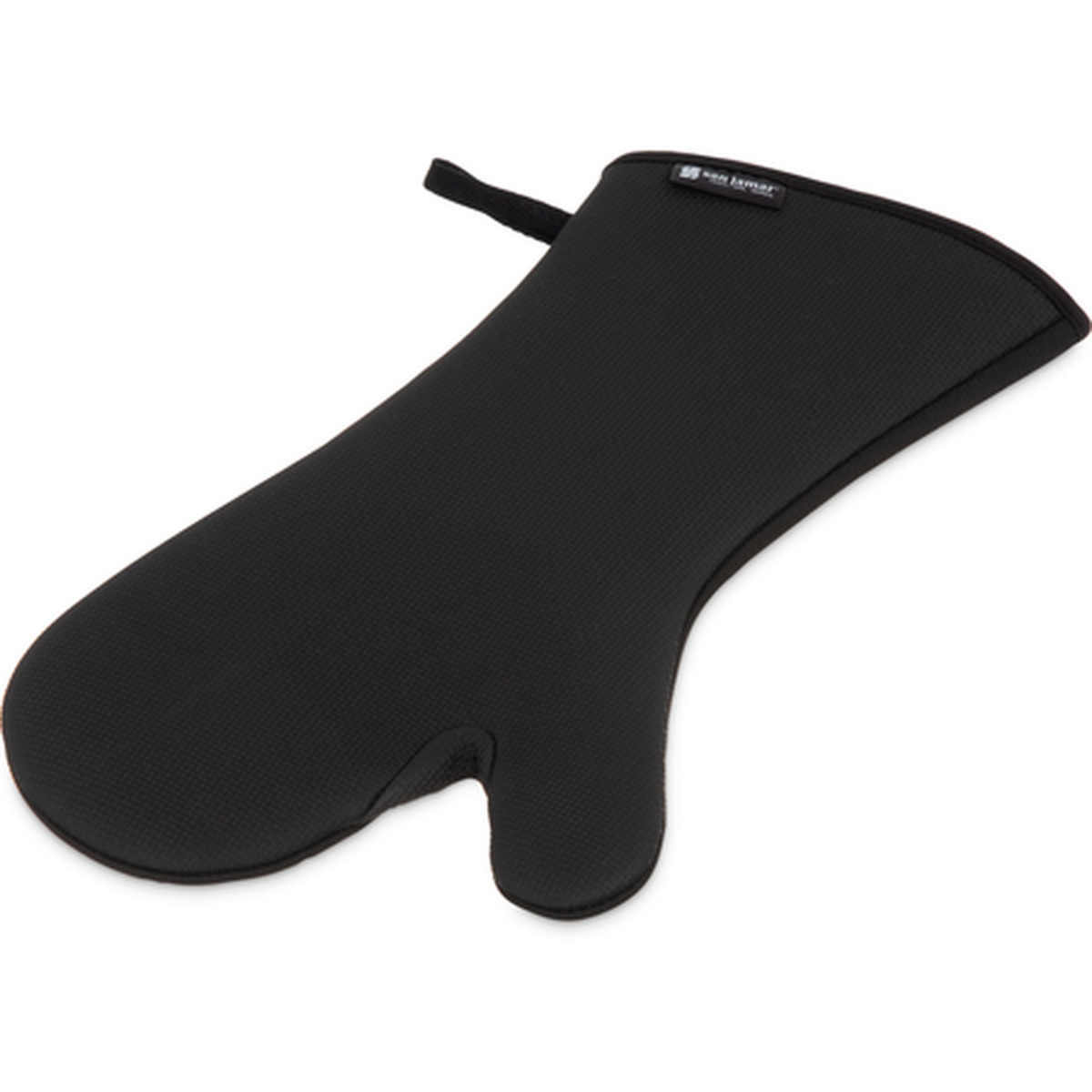 San Jamar Ultigrip 15-inch black neoprene oven mitt with hanging loop
