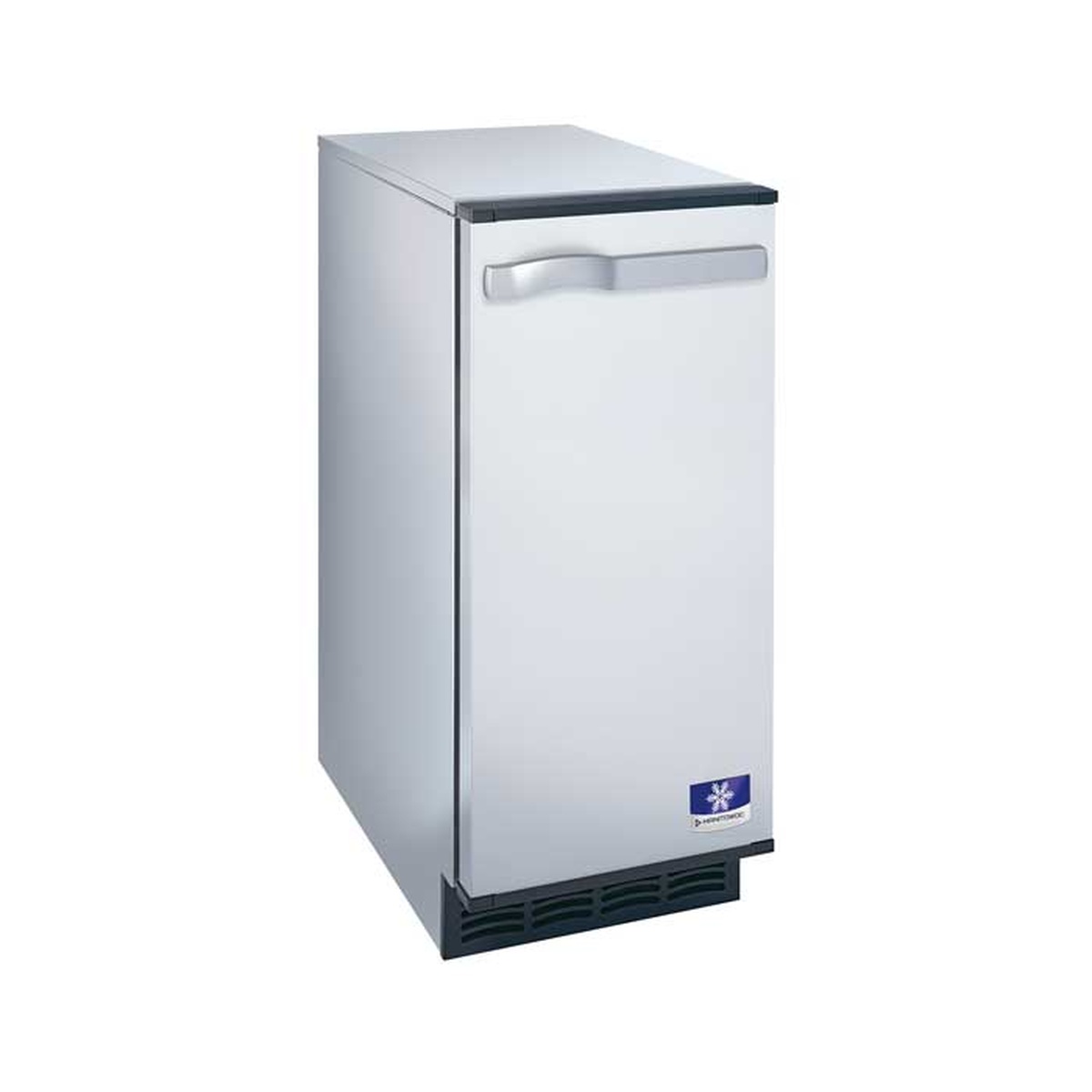 Manitowoc UCP0050A undercounter ice machine with stainless steel exterior and silver handle