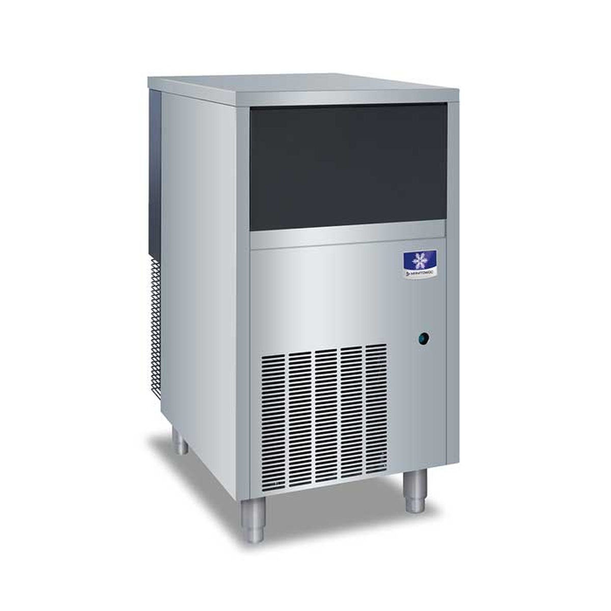 Manitowoc UFP0200A undercounter flake ice machine with built-in bin, stainless steel exterior