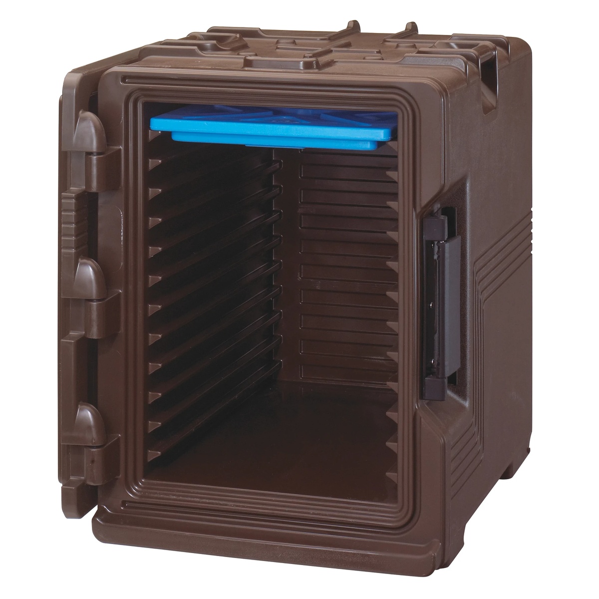 Interior view of Cambro UPCS400 carrier showing integrated pan rails