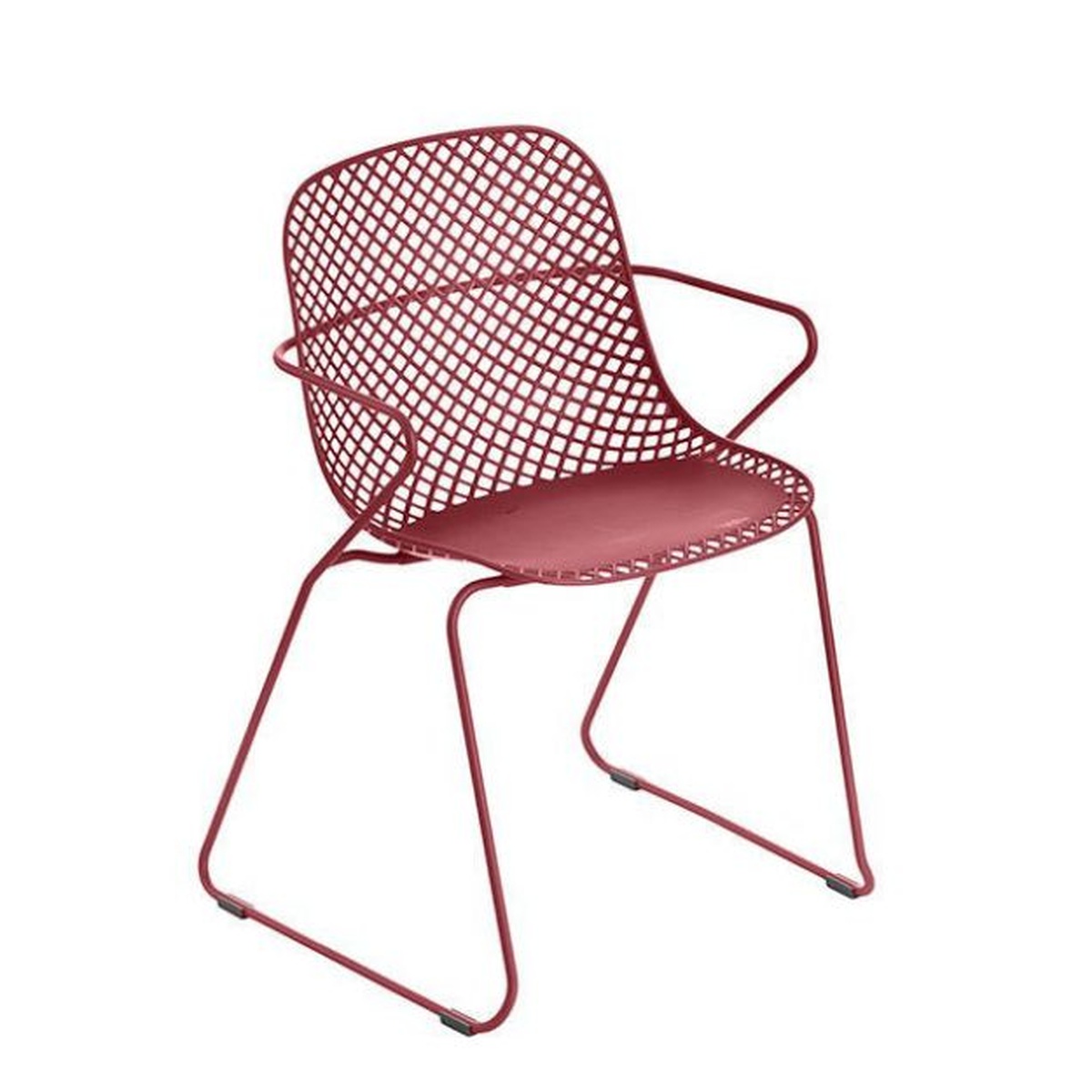 Grosfillex Ramatuelle 73 Armchair with lattice resin back and powder-coated steel legs