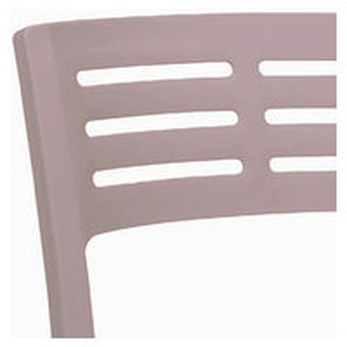 Close-up of the slotted resin back detail on the Grosfillex Vogue Side Chair