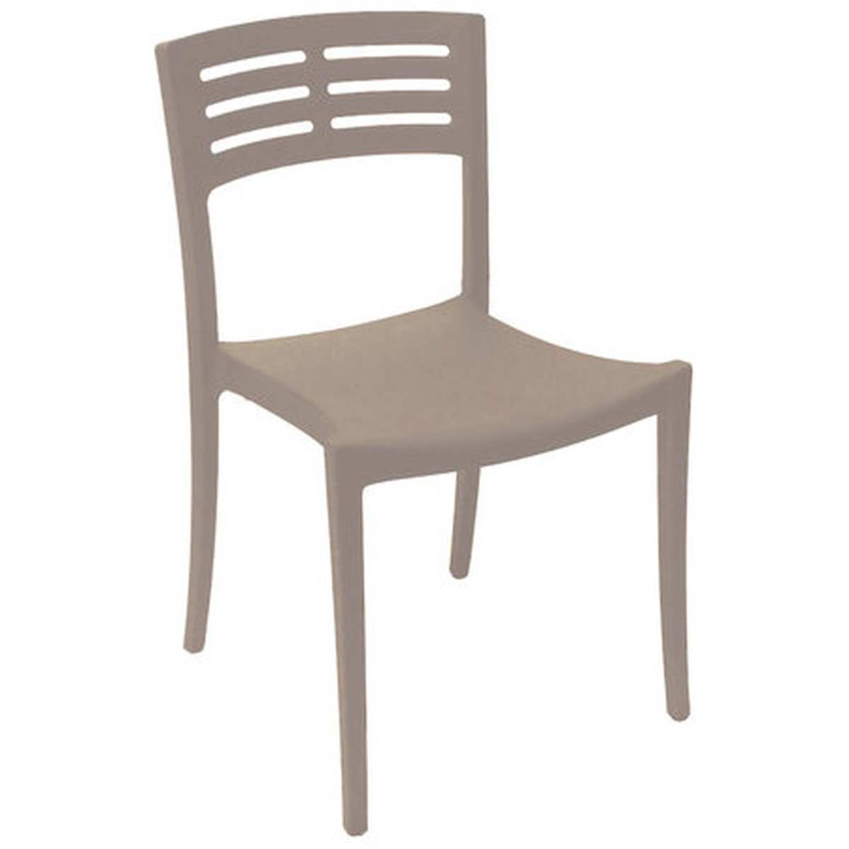 Grosfillex US637181 Vogue Stacking Side Chair in French Taupe, full view on white background