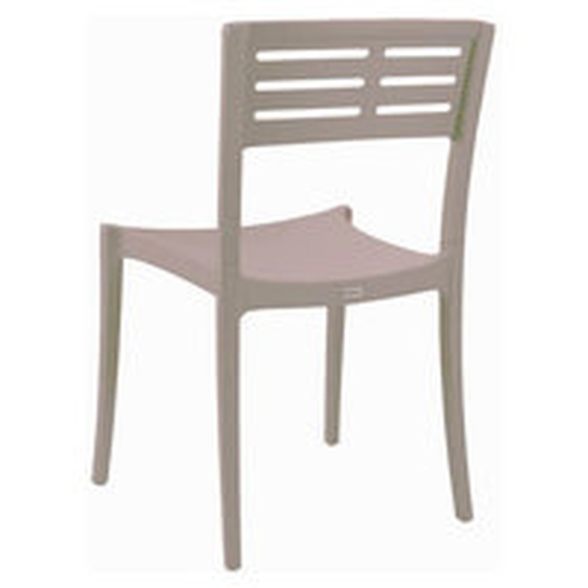 Rear view of the Grosfillex Vogue Stacking Side Chair showing full back and leg structure