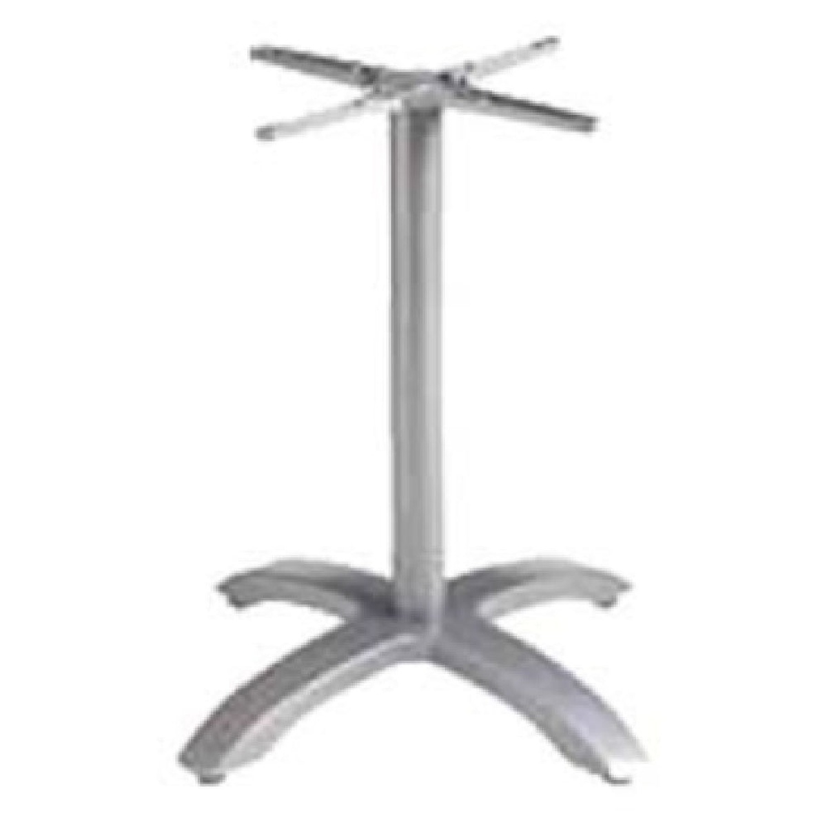 Grosfillex US740009 silver aluminum Eco-Fix Central Table Base with four-leg spread and central mounting column