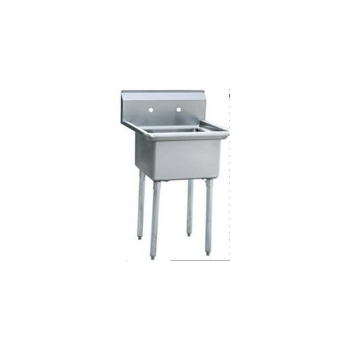 US Refrigeration USS1C242414 single compartment stainless steel sink with backsplash and galvanized legs, no drain board