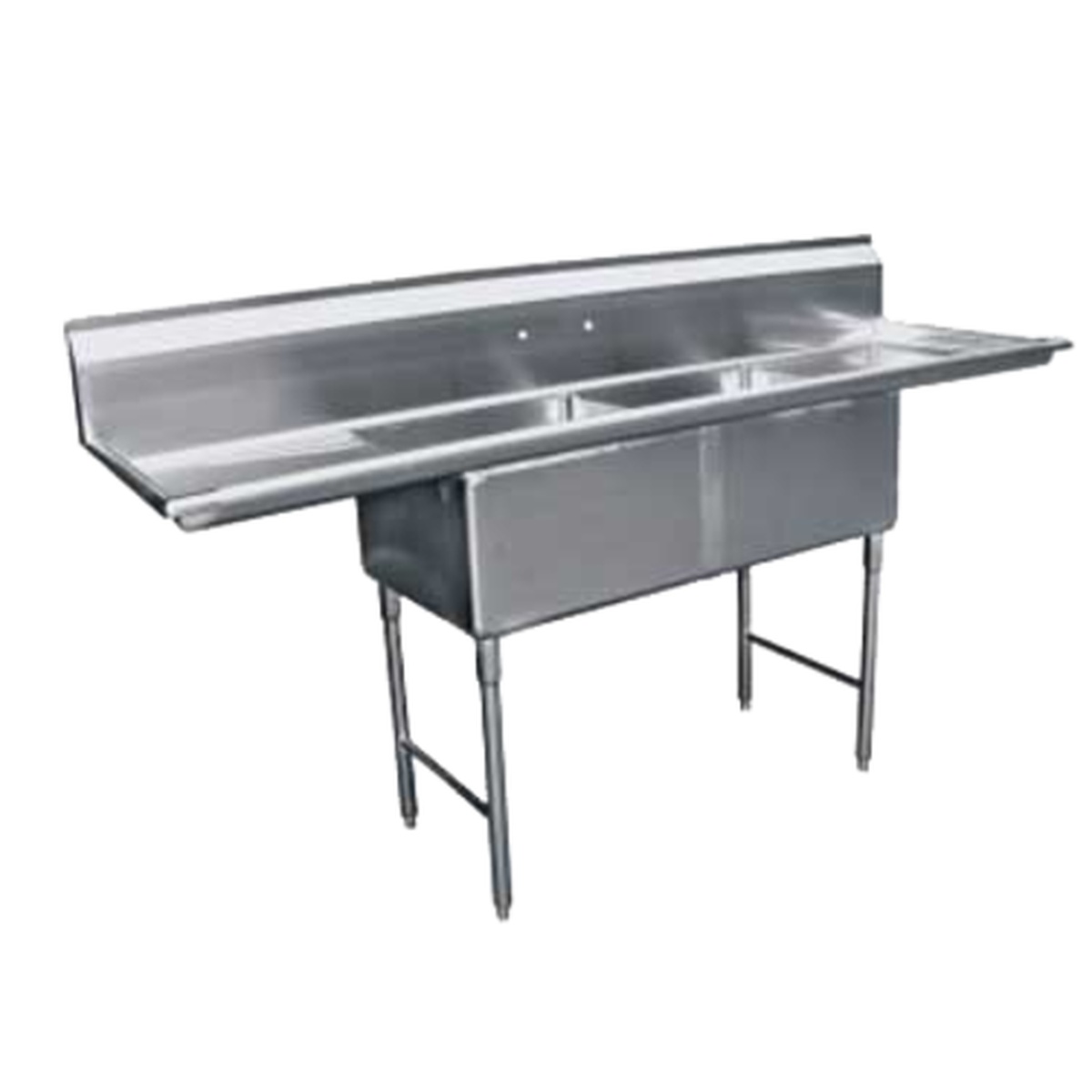 US Refrigeration USS2C242414-24LR 2-compartment stainless steel sink with two 24-inch drain boards