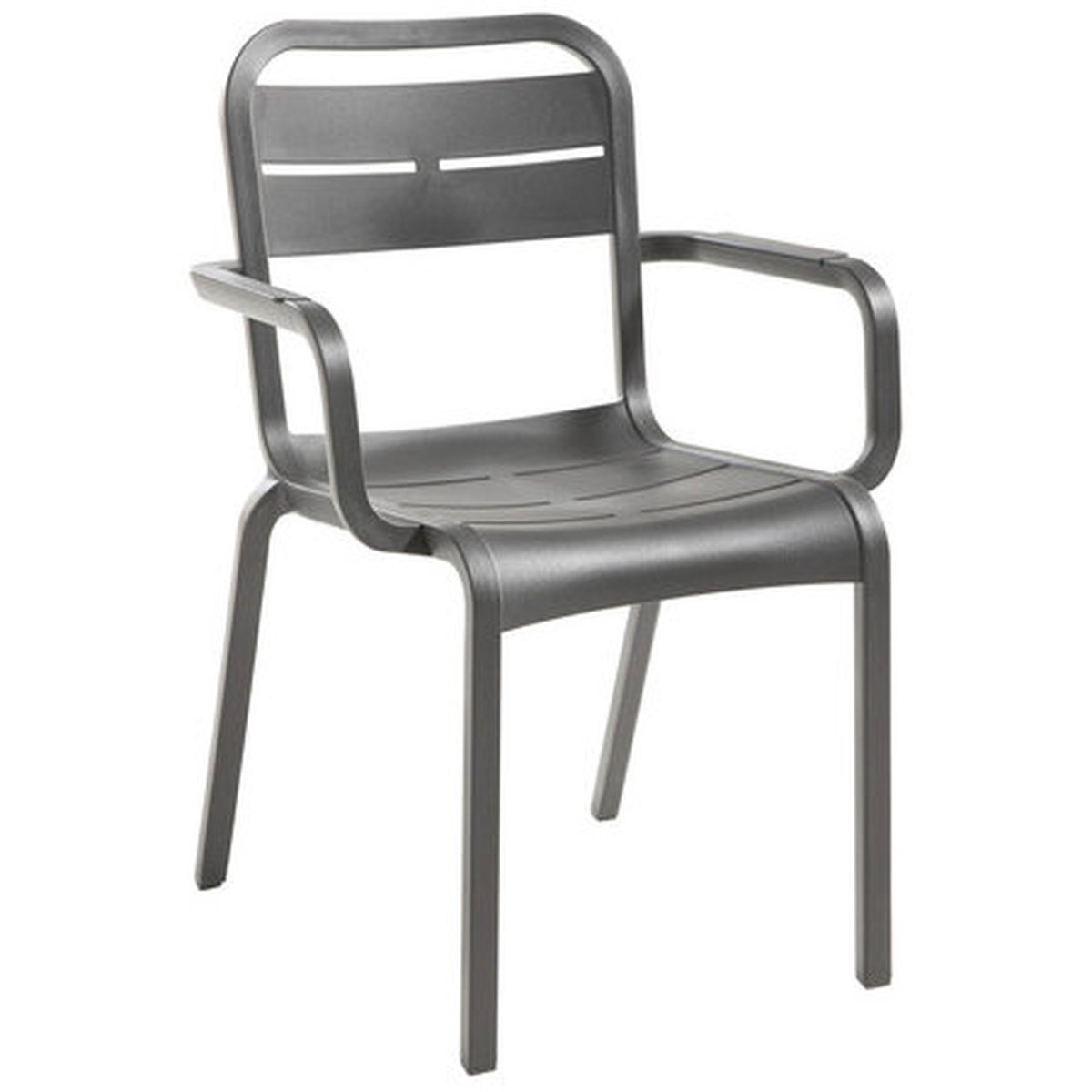 Grosfillex UT115002 Cannes Charcoal stacking armchair, full front view on white background
