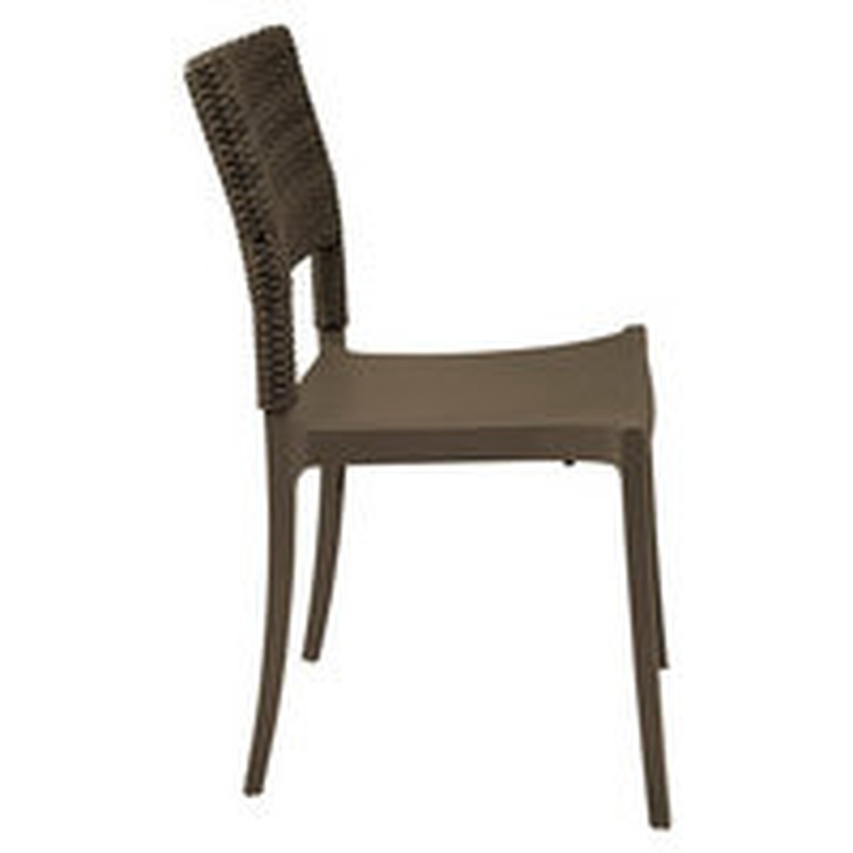 Grosfillex UT925037 Java Stacking Side Chair in bronze, side profile view showing leg structure and seat contour