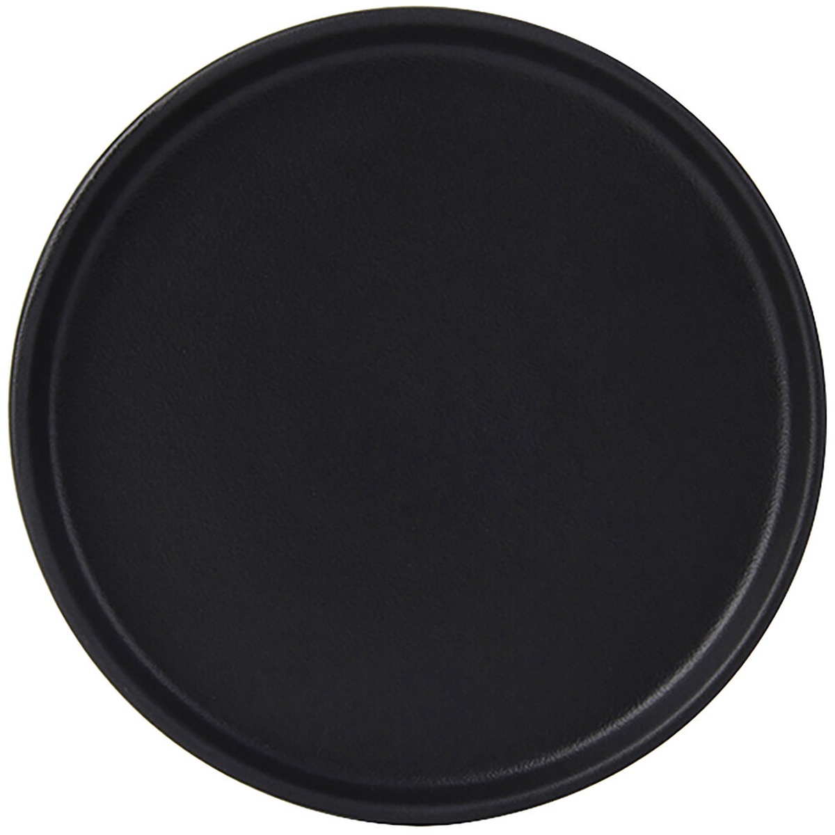 Tuxton TuxTrendz Zion Matte Black 6-1/2 inch straight-sided china plate, top-down view
