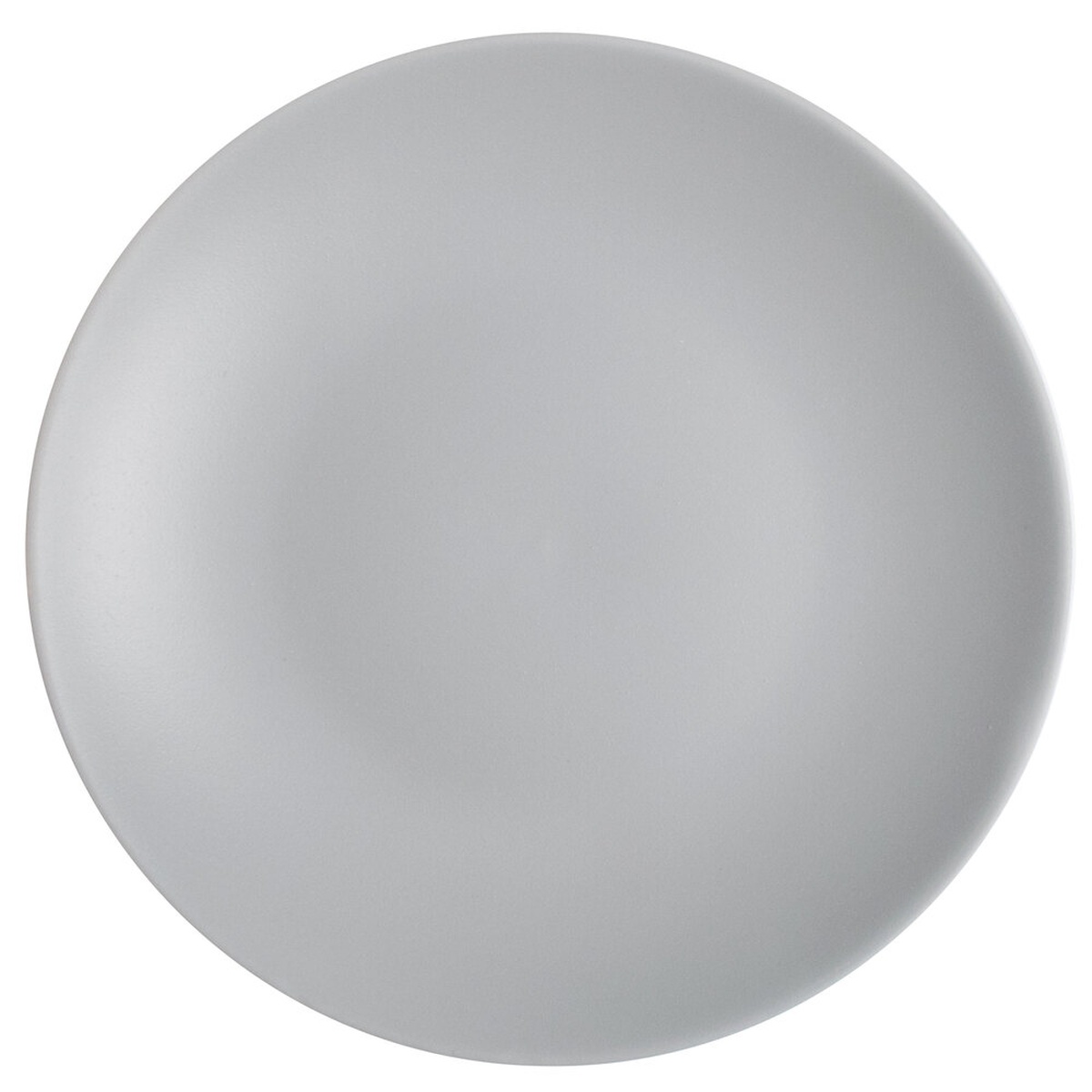 Tuxton VGA-090 TuxTrendz Zion 9-inch matte gray coupe china plate, top-down view on white background