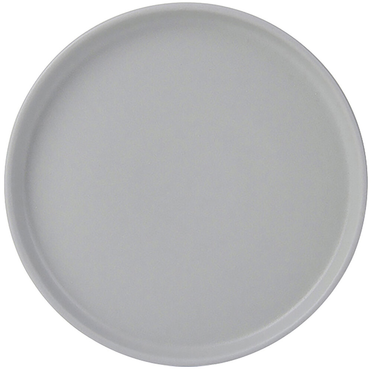 Tuxton TuxTrendz Zion 6-1/2 inch matte gray round straight-sided china plate, top-down view