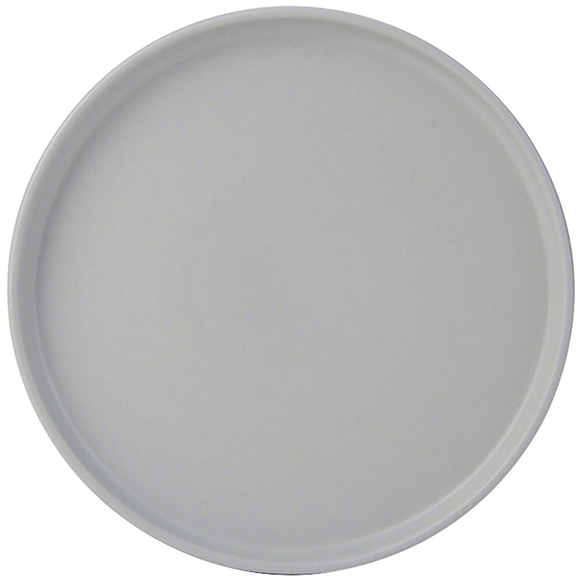 Tuxton TuxTrendz Zion matte gray 8-1/4 inch round straight-sided china plate, top-down view
