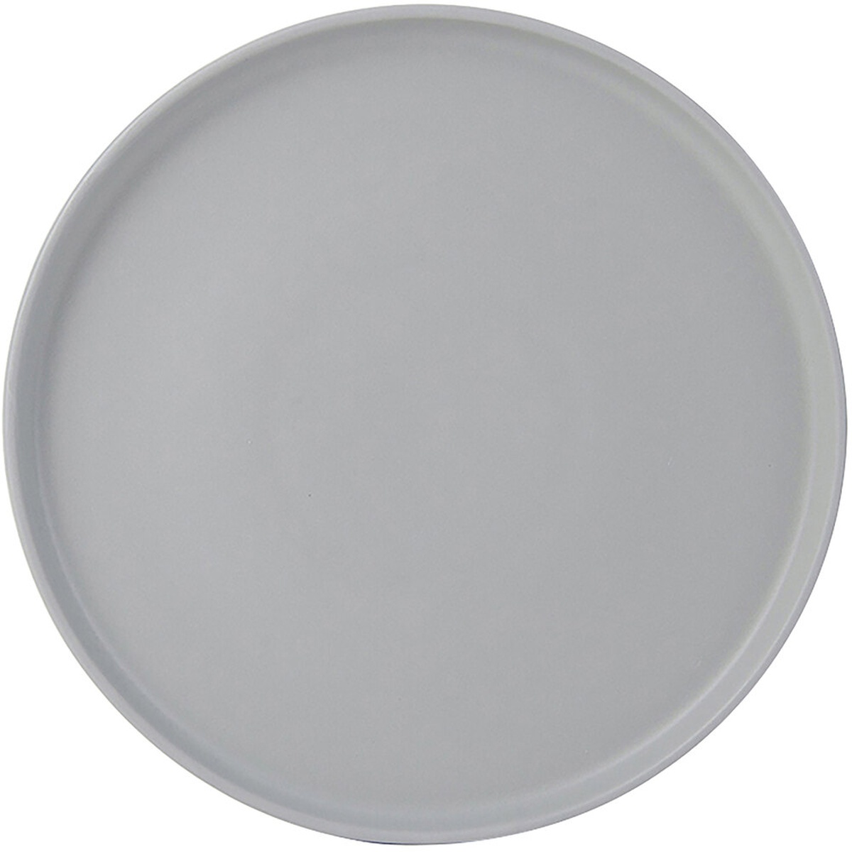 Tuxton VGAS106 TuxTrendz Zion matte gray 10 3/4 inch straight-sided round china plate, top-down view