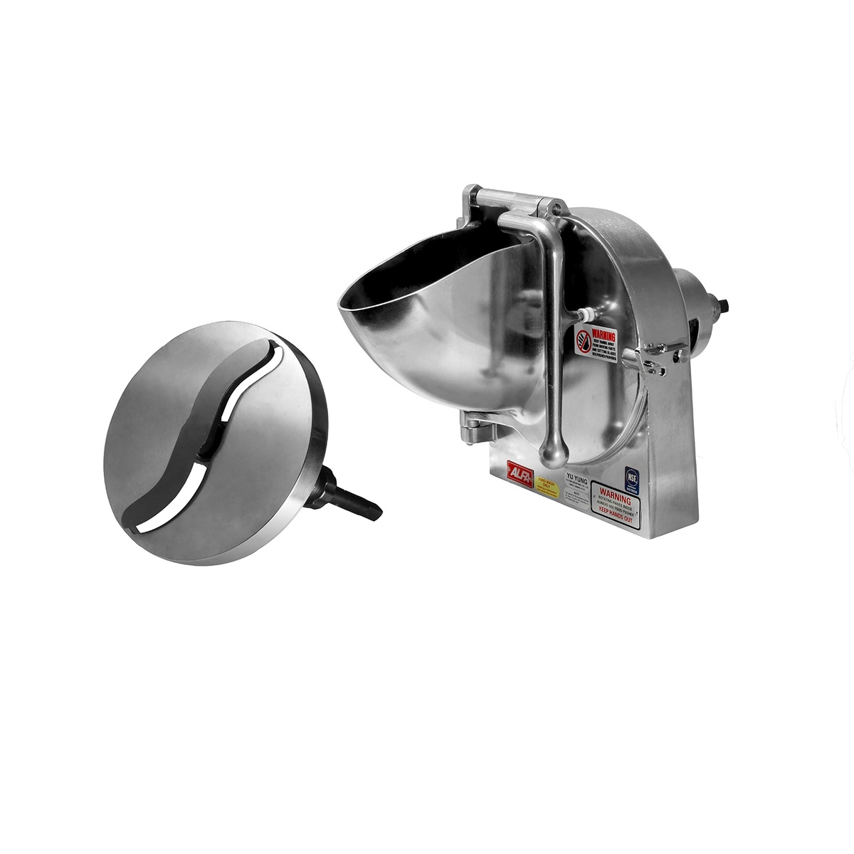 Alfa International VS-12 vegetable slicer attachment with S-knife assembly and polished aluminum housing