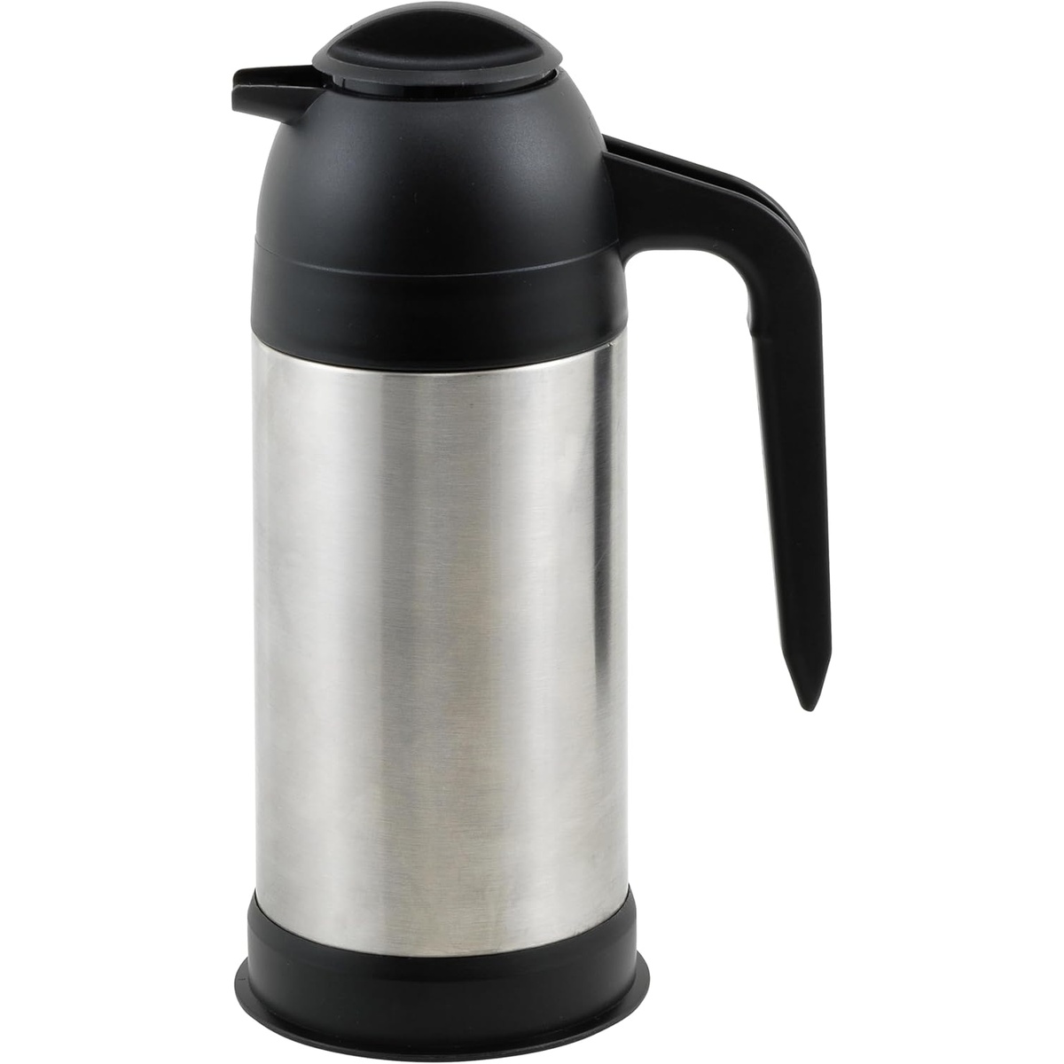 Winco VSS-24 24 oz stainless steel vacuum insulated coffee and cream server with black lid and handle