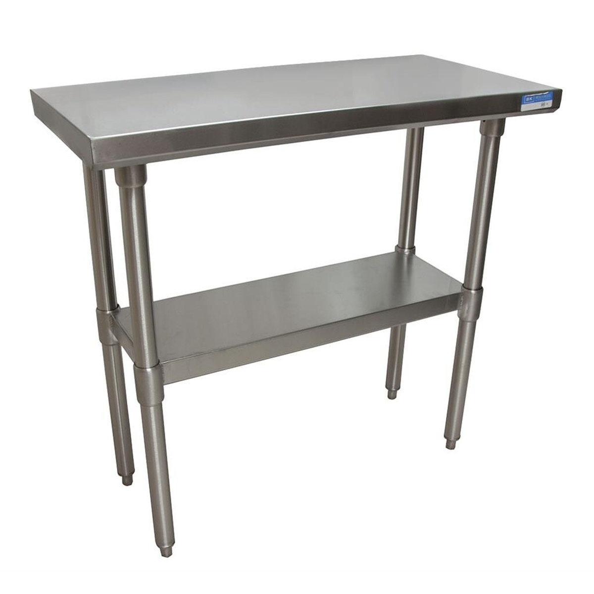 BK Resources VTT-1848 stainless steel work table with galvanized undershelf and four legs, full product view on white background