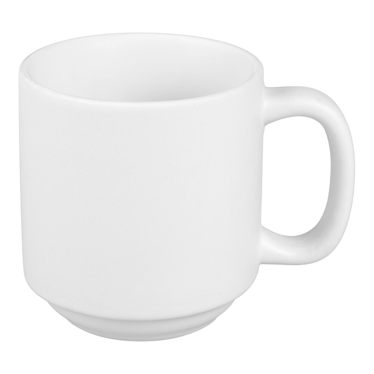 Tuxton TuxTrendz Zion matte white 11 oz. Yukon china mug with handle on white background