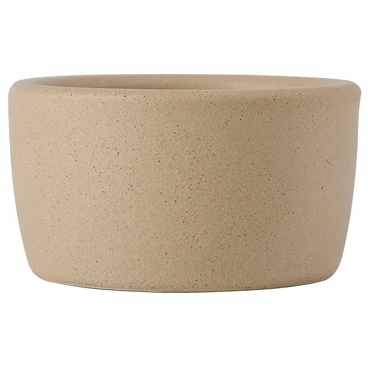Tuxton VYX-0203 TuxTrendz Zion matte beige 2 oz. china pipkin ramekin, front view on white background