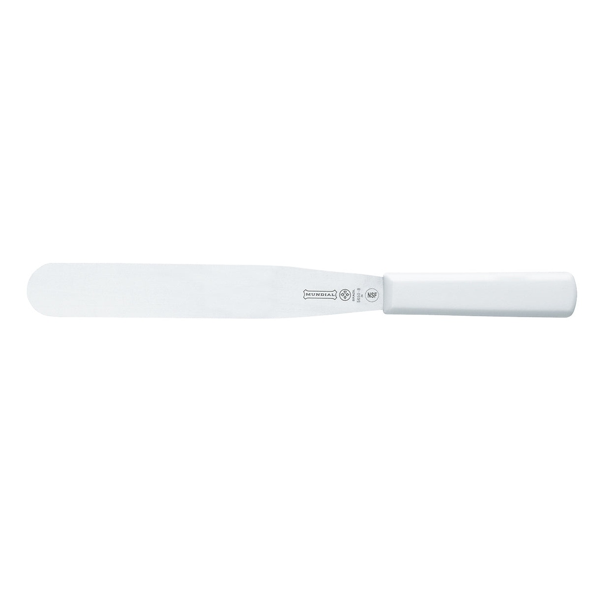 Mundial W5650-8 Baker's Icing Spatula with white polypropylene handle and stainless steel blade