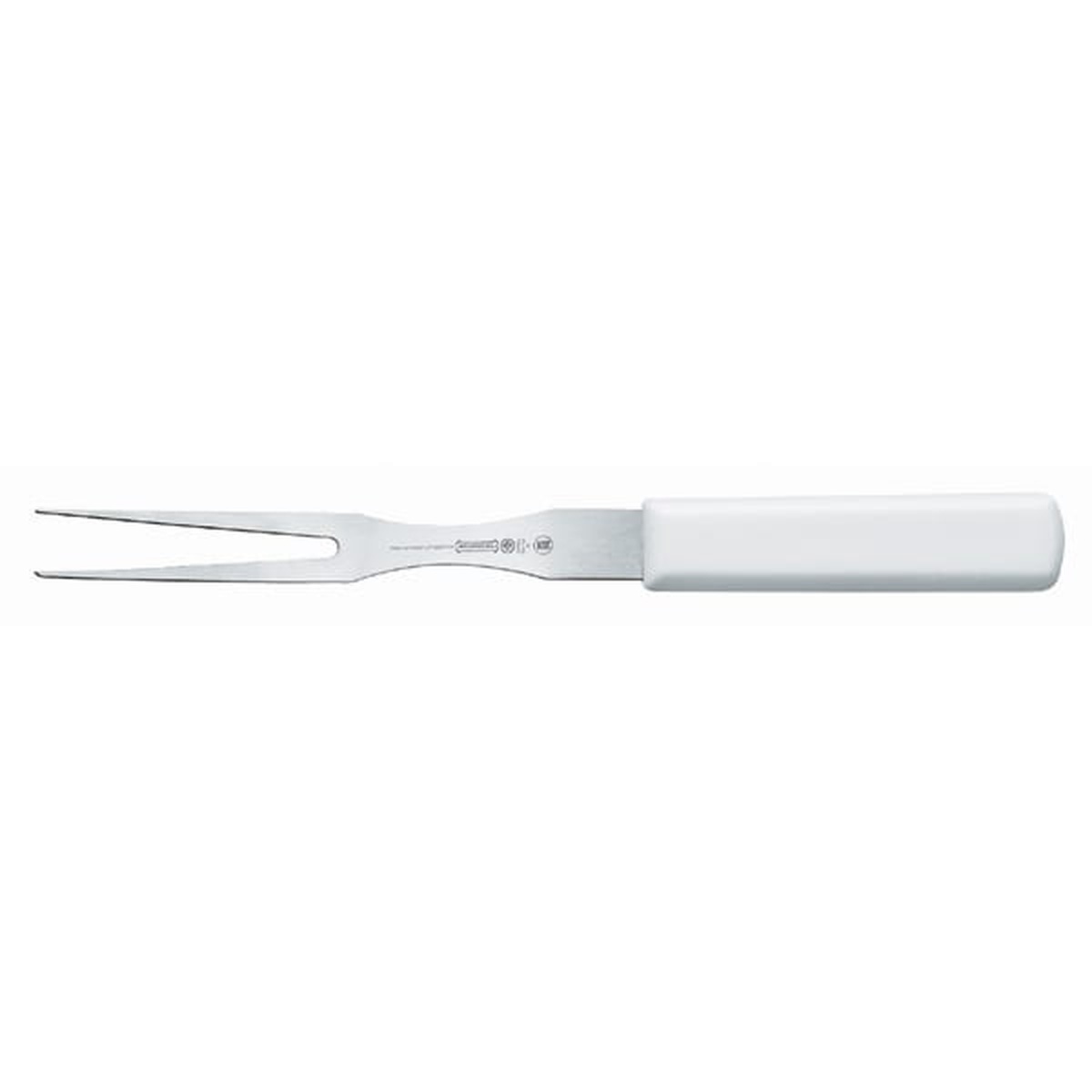 Mundial W5654-12 12-inch cook's fork with stainless steel tines and white polypropylene handle