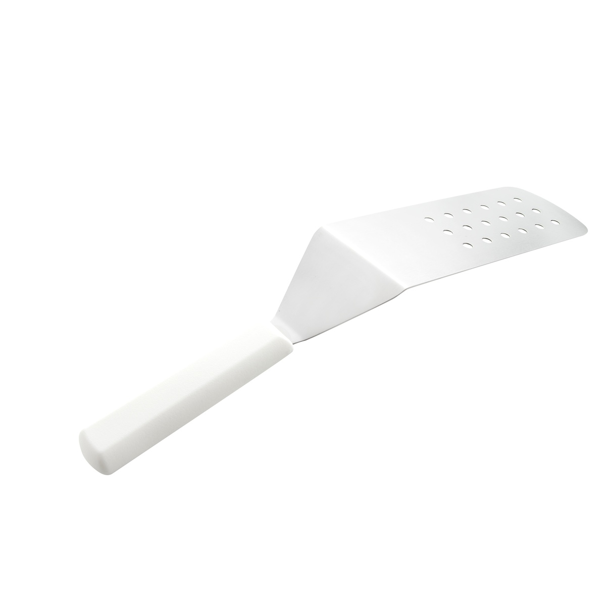 Mundial W5681 perforated turner side profile view showing blade angle and handle connection