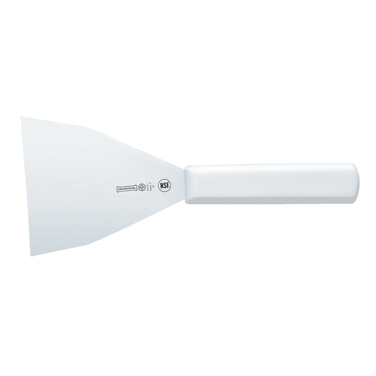 Mundial W5692-4 4-inch griddle scraper with stainless steel blade and white polypropylene handle