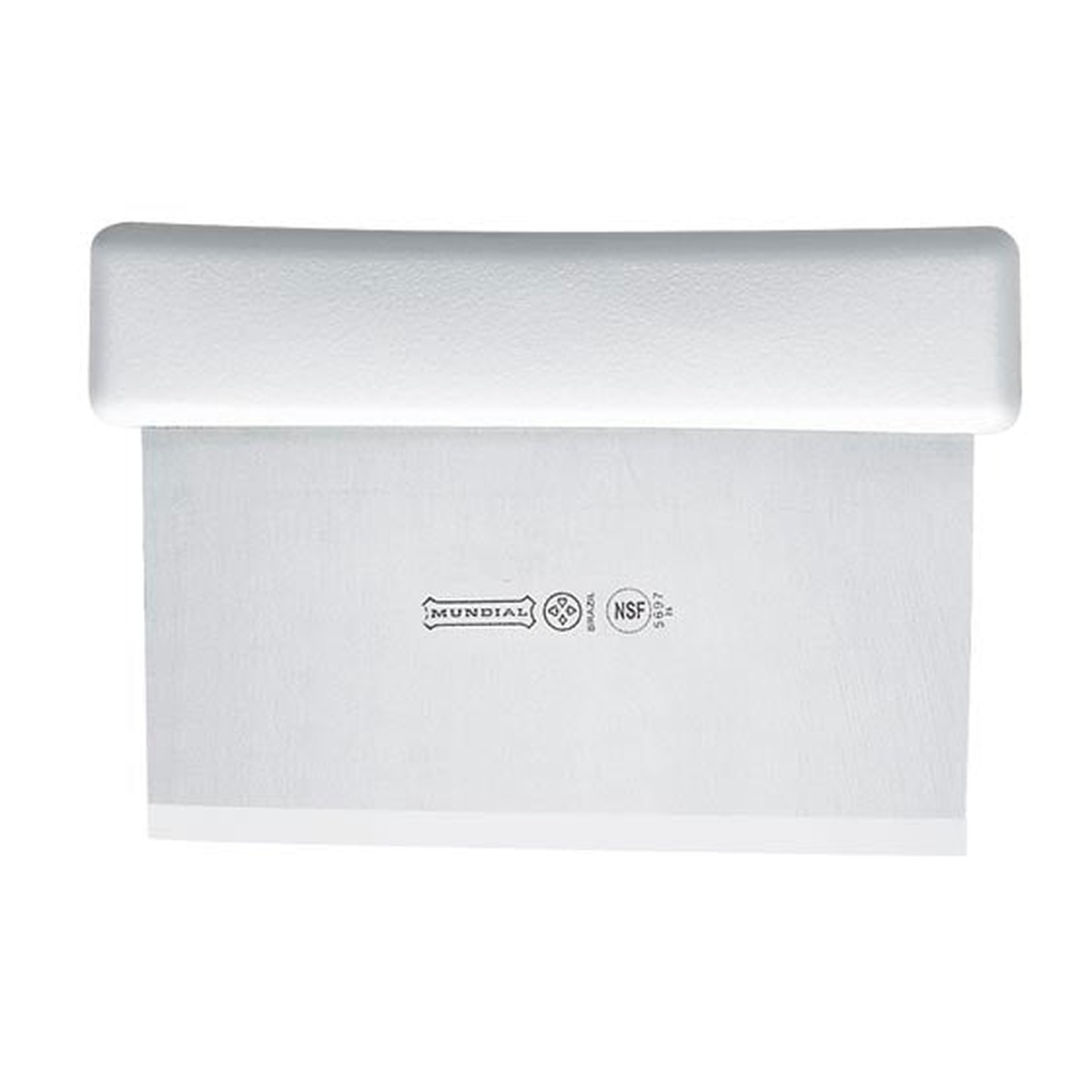 Mundial W5697 dough cutter with white polypropylene handle and stainless steel blade, NSF approved
