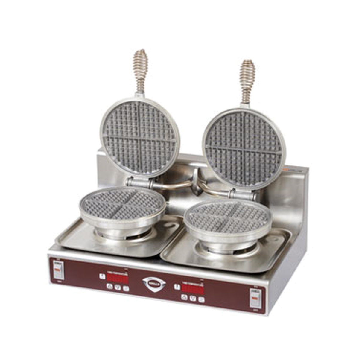 Wells WB-2E double round waffle baker with two raised grid lids