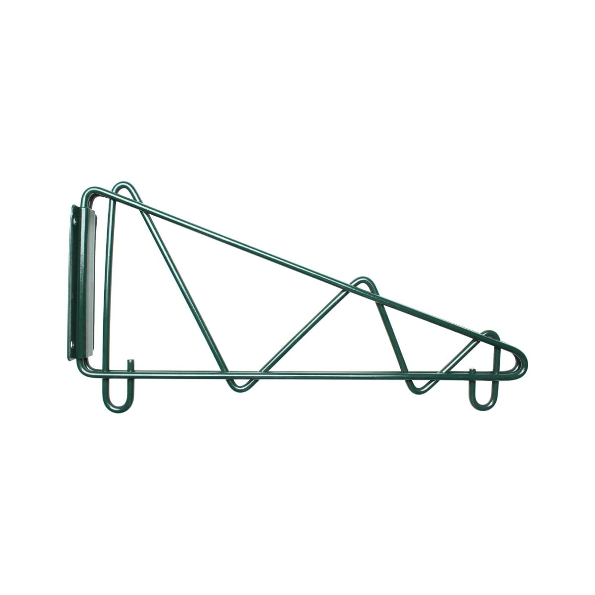 Thunder Group WBEP018 18-inch green epoxy coated single wall shelf mounting bracket with triangular wire frame