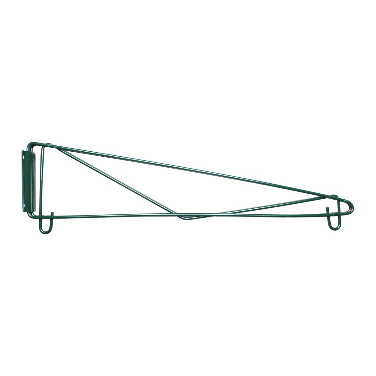 Thunder Group WBEP024 24-inch green epoxy coated iron wire direct wall bracket, single shelf support, side profile view
