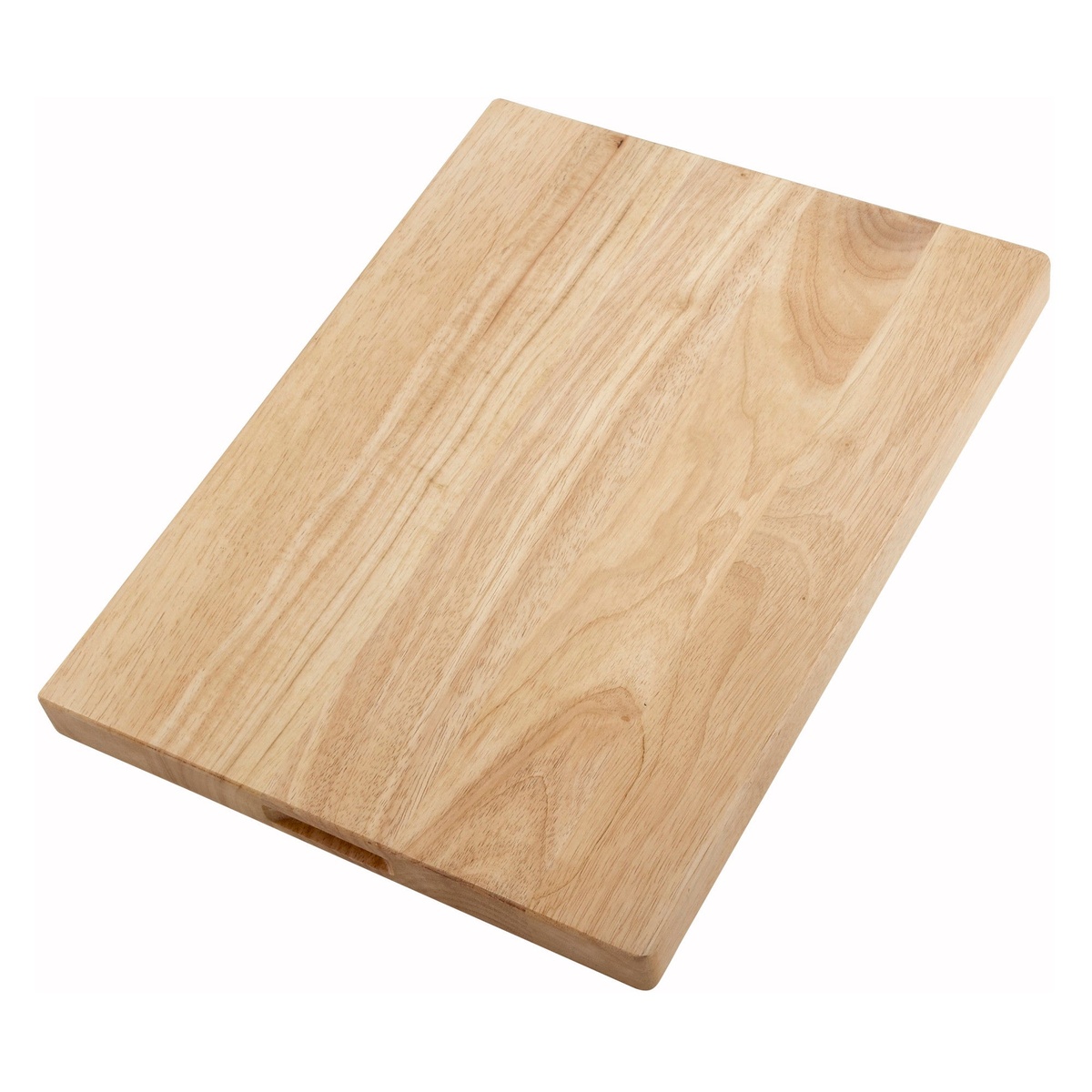 Winco WCB-1520 15x20 inch natural hardwood cutting board with recessed handles and natural wood grain finish