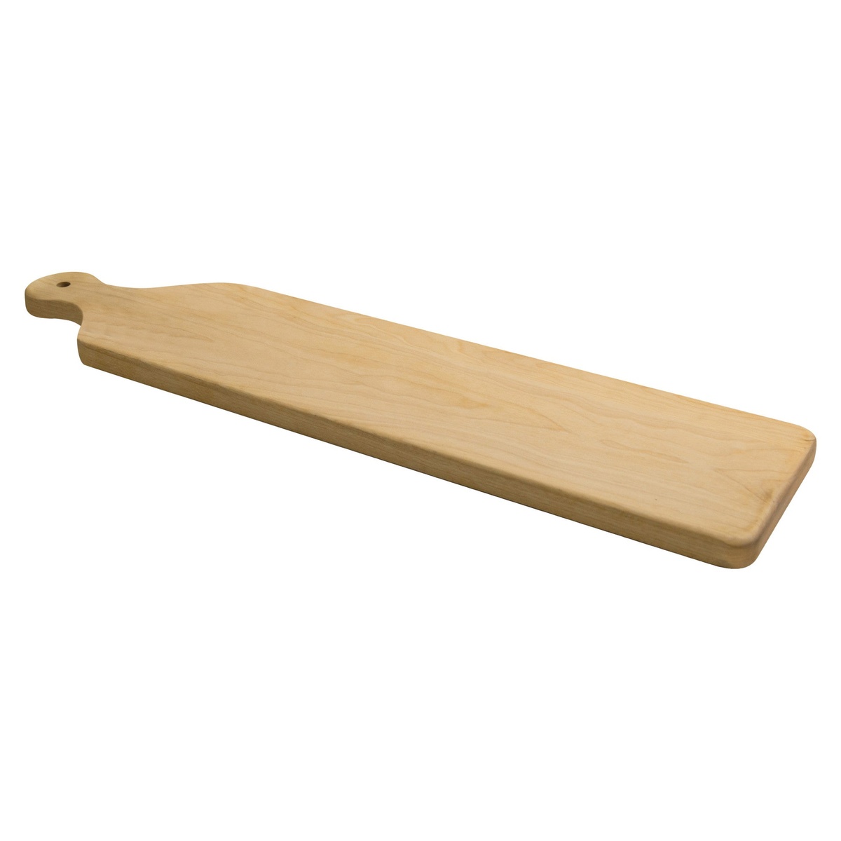 Winco WCB-225 birchwood French bread board with rounded handle and hanging hole