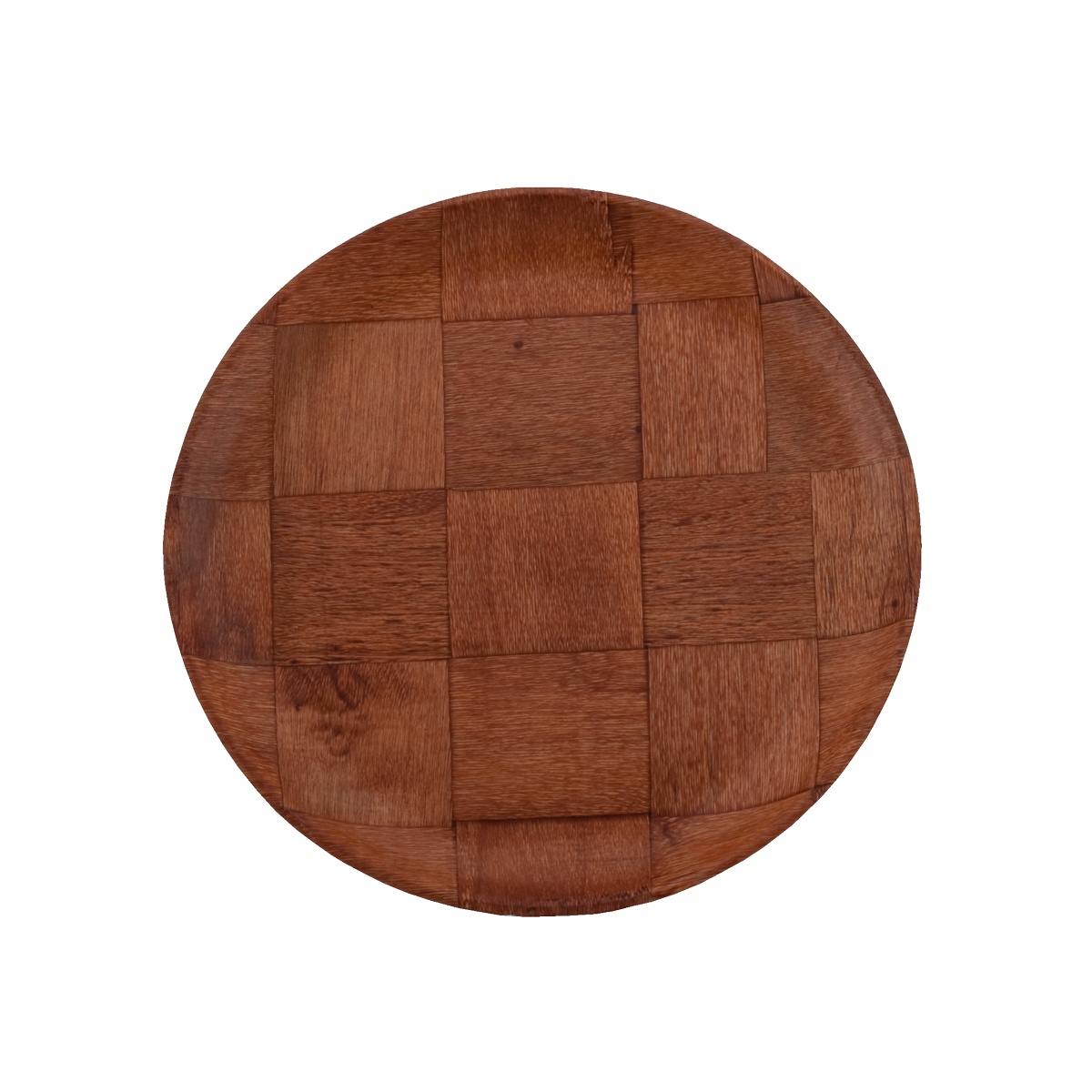 Libertyware WCP10 10-inch round woven wood veneer plate, top-down view