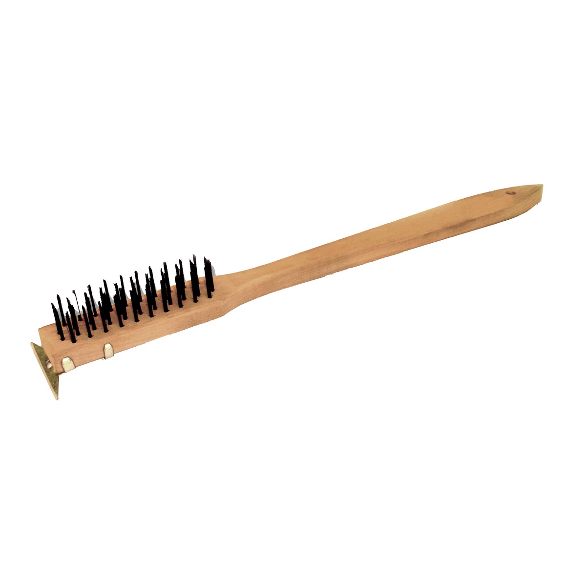 Thunder Group WDBS020H 20-inch heavy duty wire brush with black metal bristles, integrated metal scraper, and hardwood handle