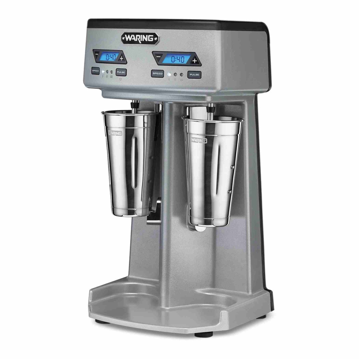 Waring WDM240TX double-spindle drink mixer with two stainless steel cups