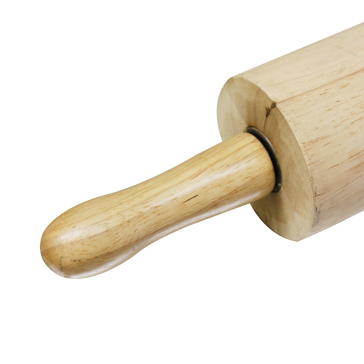 Close-up of Thunder Group WDRNP015 rolling pin contoured handle and ball bearing connection