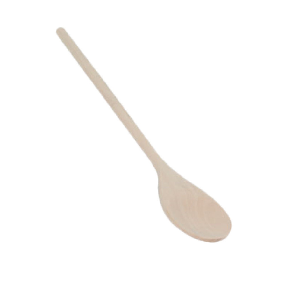 Thunder Group WDSP016 16-inch natural wood spoon with long handle and oval bowl on white background