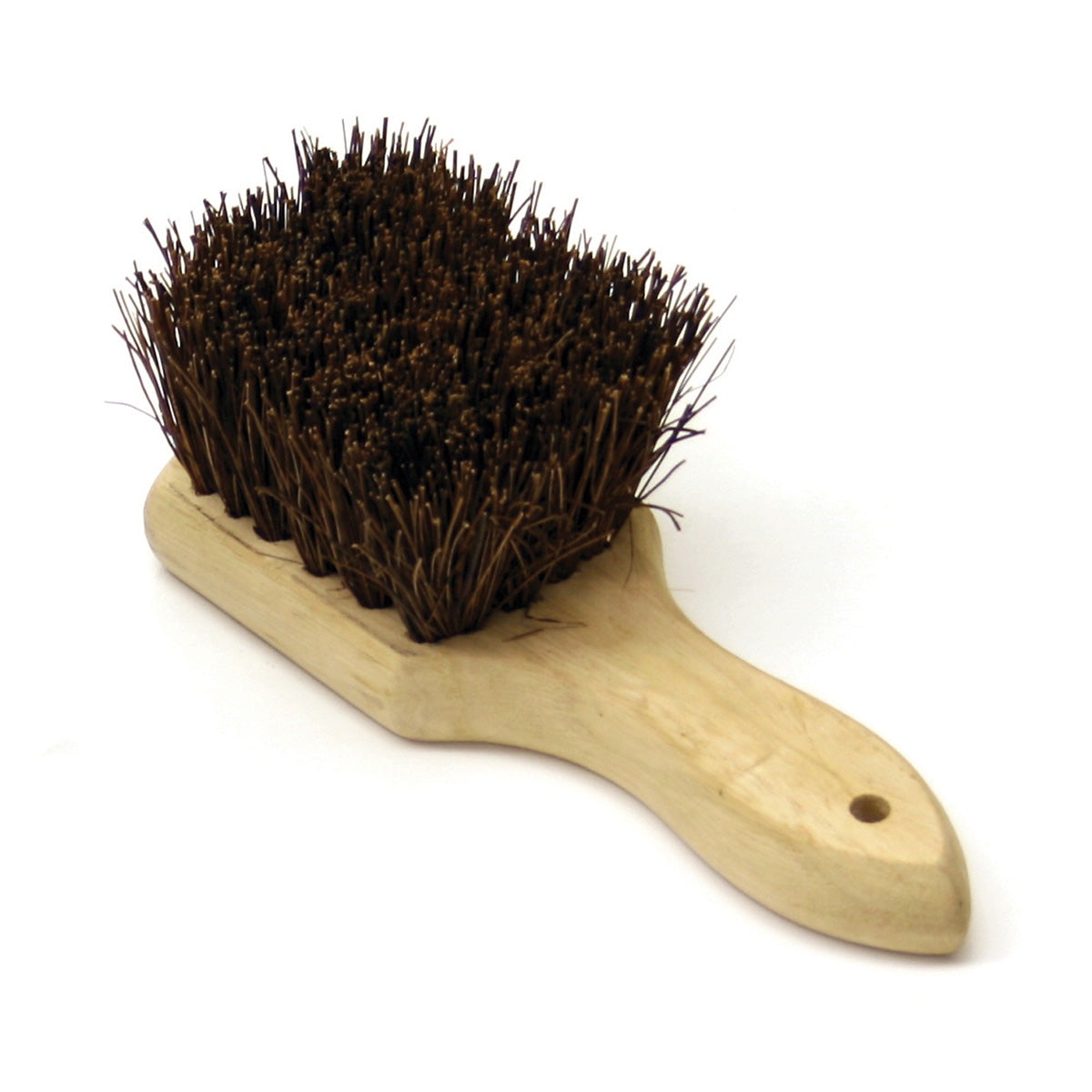 Thunder Group WDWB008 8-inch wok brush with dense palmyra bristles and natural wood handle featuring hanging hole
