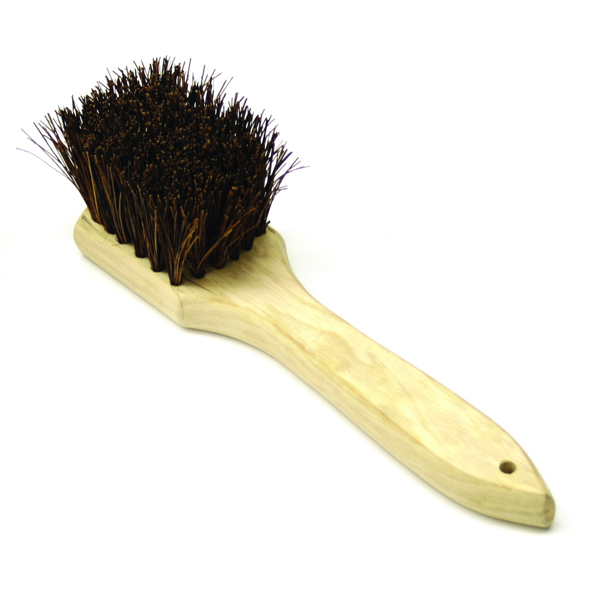 Thunder Group WDWB012 12-inch wok brush with dark Palmyra bristles and natural wood handle